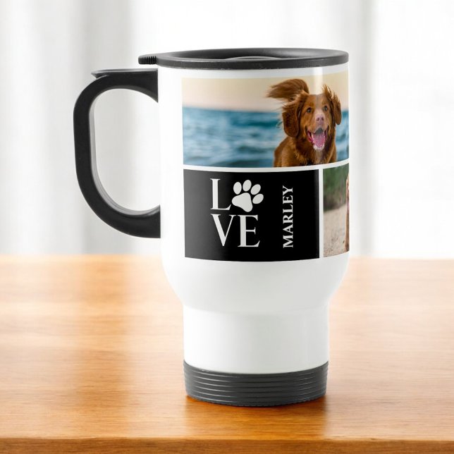 Mug De Voyage Dog Lover 4 Photo Collage Personalized Pet (Créateur téléchargé)