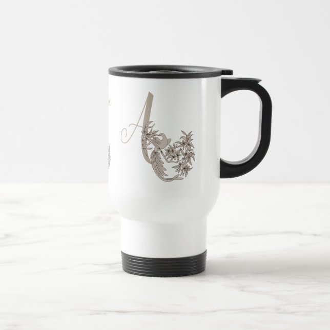 Mug De Voyage Dove Elegant Monogramme Initiale A Personnalisé (Droite)