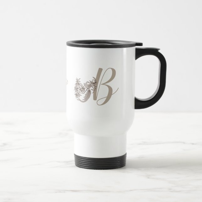 Mug De Voyage Dove Elegant Monogramme Initiale B Personnalisé (Droite)
