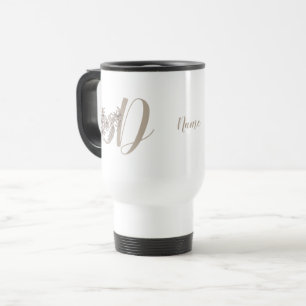 Mug De Voyage Dove Elegant Monogramme Initiale D Personnalisé