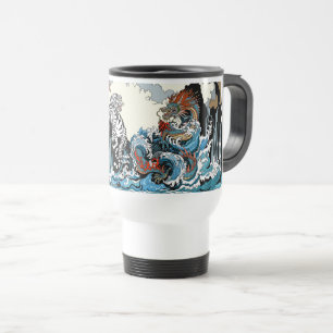 Mug De Voyage Dragon d'azur et Tigre blanc. Illustration