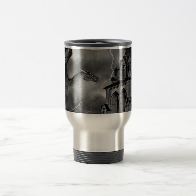 Mug De Voyage Dragon d'imaginaire gothique dans la tempête (Centre)