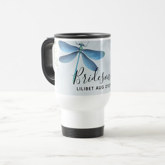 Mug De Voyage DragonFly BRIDESMAID fête de mariage personnalisée (Devant gauche)