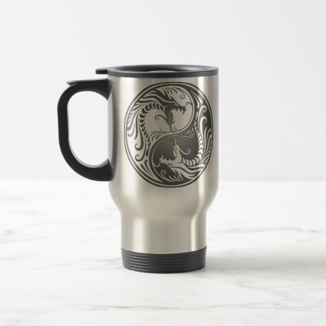 Mug De Voyage Dragons de Yin Yang, foncés (Gauche)