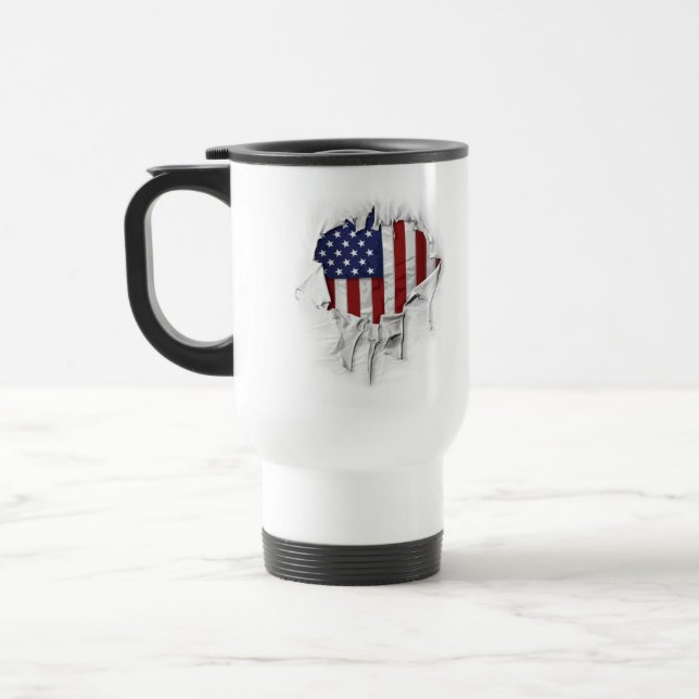Mug De Voyage Drapeau américain déchiré, déchiré et déchiré (Gauche)