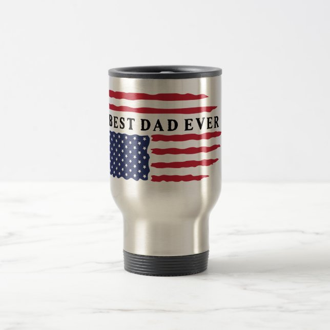 Mug De Voyage Drapeau américain du meilleur père (Centre)
