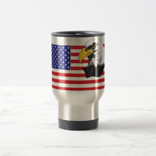 Mug De Voyage Drapeau américain et aigle à tête blanche