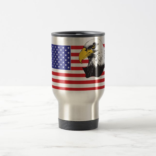Mug De Voyage Drapeau américain et aigle à tête blanche (Centre)