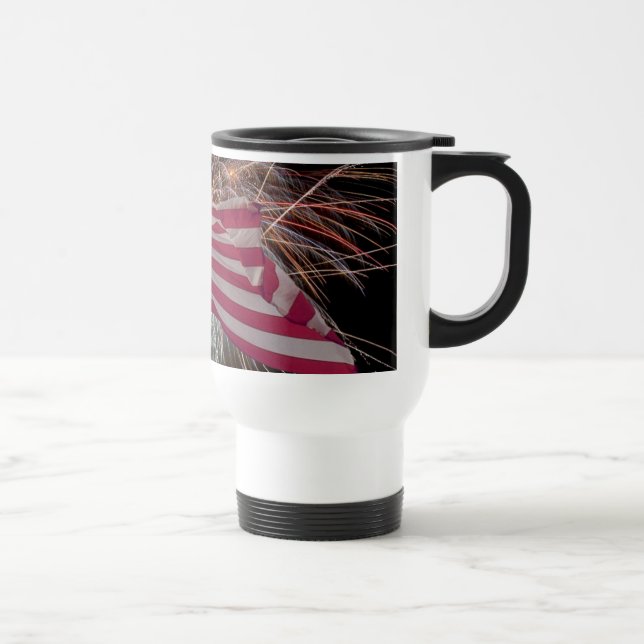 Mug De Voyage Drapeau américain et feux d'artifice (Droite)