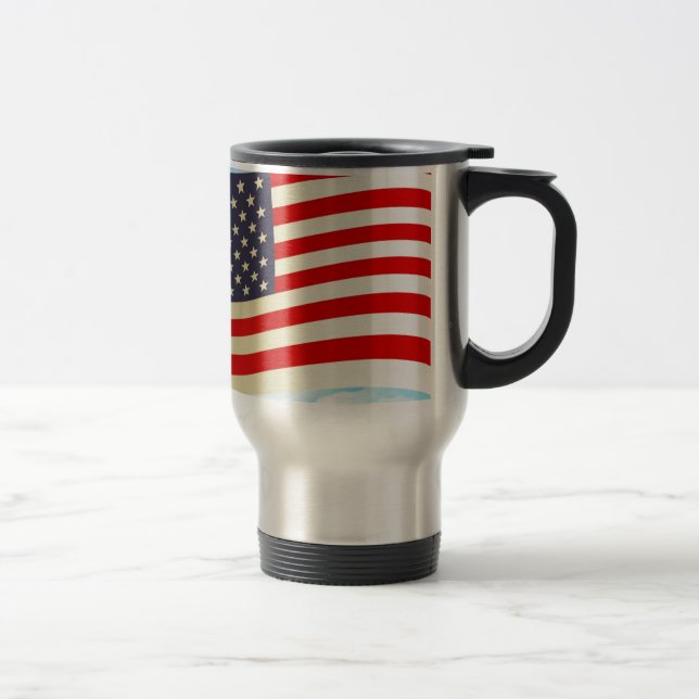 Mug De Voyage Drapeau Américain Étoiles Rayures Honneur Liberté  (Droit)