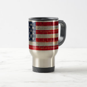Mug De Voyage Drapeau américain sur un mur de briques