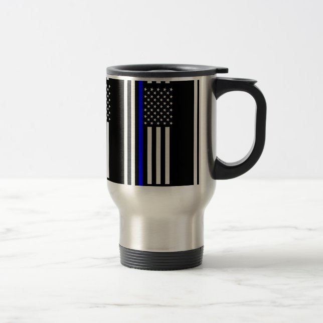 Mug De Voyage Drapeau américain Symbole de la Ligne Bleue Mince (Droit)