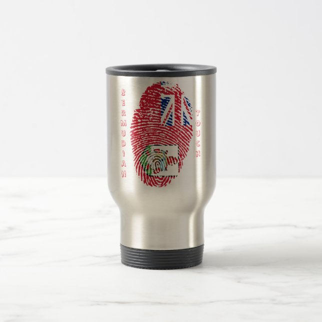 Mug De Voyage Drapeau bermudien d'empreinte digitale de contact (Centre)