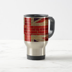 Mug De Voyage Drapeau britannique vintage sur un mur de briques