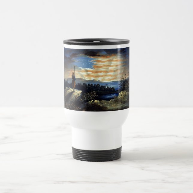 Mug De Voyage Drapeau céleste américain dans le ciel, Guerre civ (Centre)