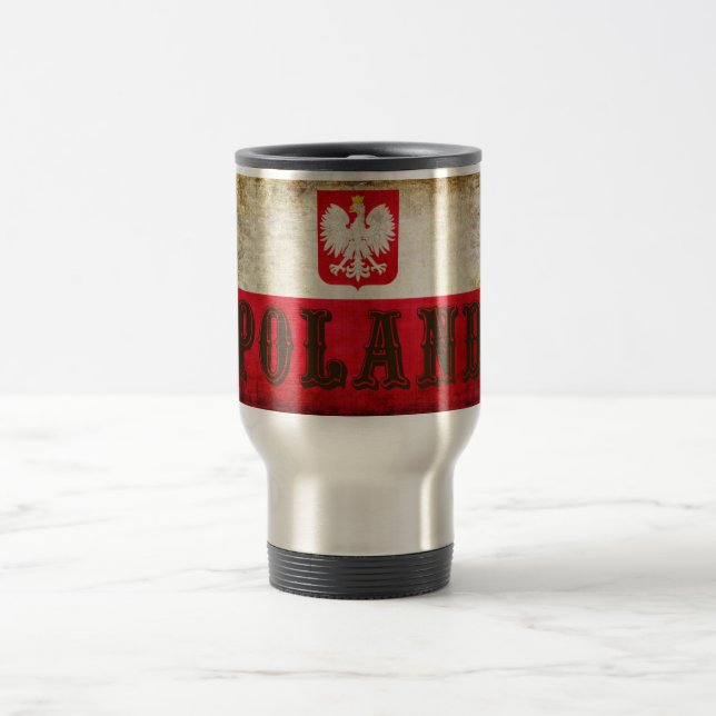 Mug De Voyage Drapeau de la Pologne Grunge (Centre)