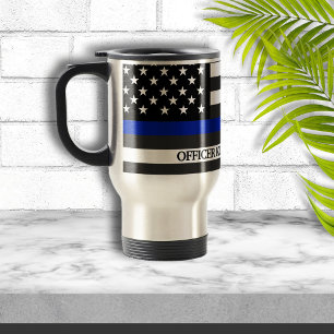 Mug De Voyage Drapeau de police de ligne bleue mince personnalis