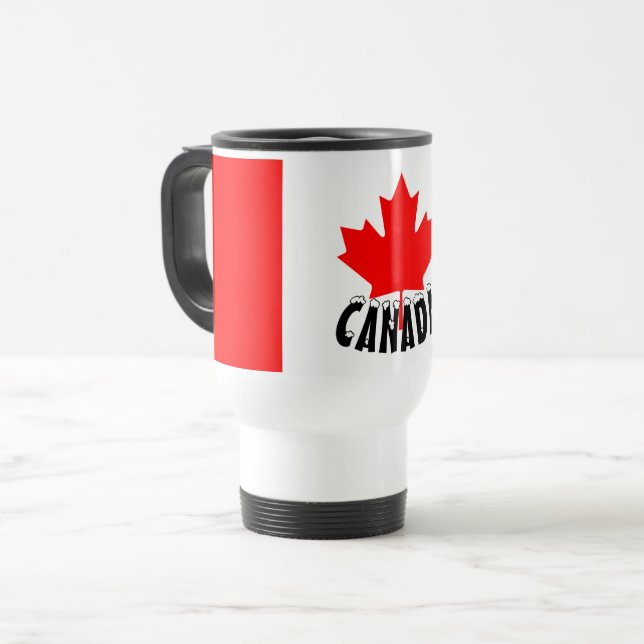 Mug De Voyage Drapeau du Canada à feuille d'érable rouge vif (Devant gauche)