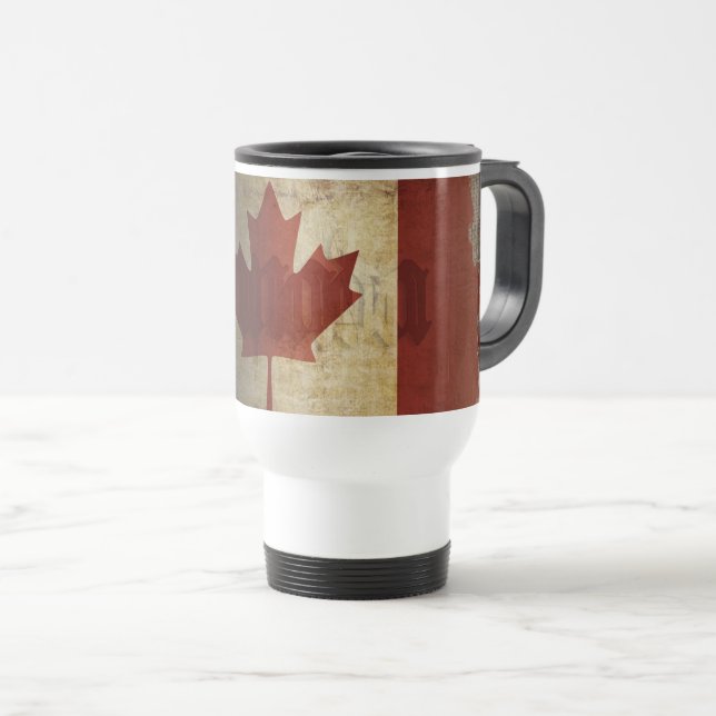 Mug De Voyage Drapeau du Canada / Grunge... (Devant droit)
