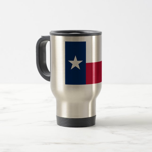 Mug De Voyage Drapeau du Texas : Longhorns, l'État de l'étoile s (Devant gauche)