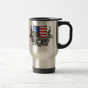 Mug De Voyage Drapeau Estonien-Américain de bouclier