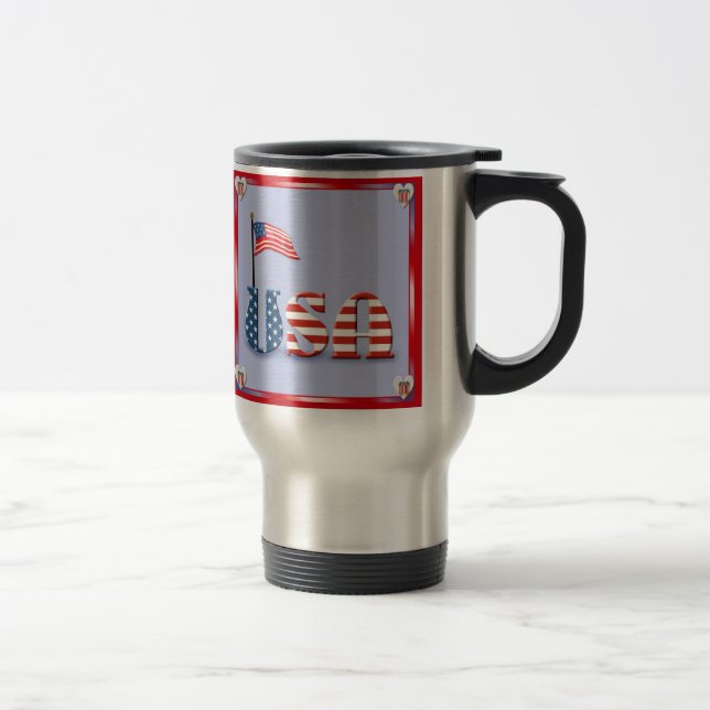 Mug De Voyage Drapeau et texte des États-Unis (Droit)
