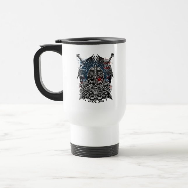 Mug De Voyage Drapeau Odin corbeaux et épées Viking Mythologie U (Gauche)