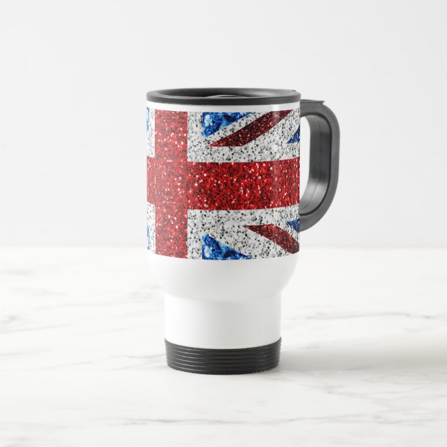 Mug De Voyage Drapeau rouge bleu blanc brillant parties scintill (Devant droit)