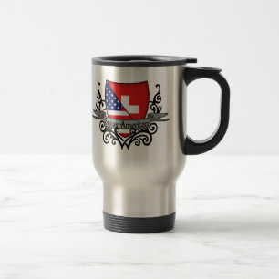 Mug De Voyage Drapeau Suisse-Américain de bouclier