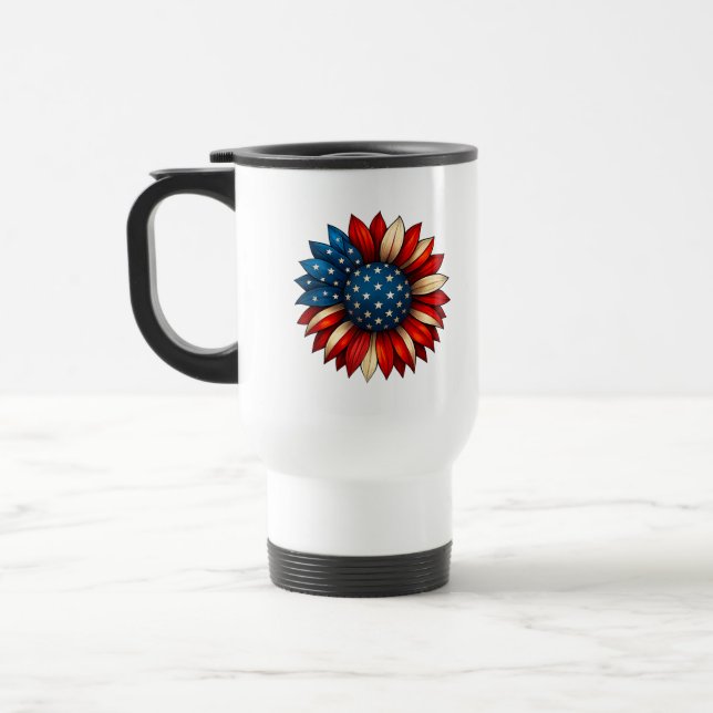 Mug De Voyage Drapeau Tournesol Américain 4 juillet Merica USA (Gauche)