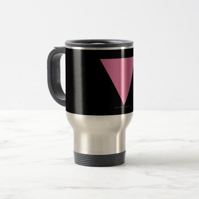 Mug De Voyage Drapeau triangle rose de SlipperyJoe's symbole ros (Devant gauche)