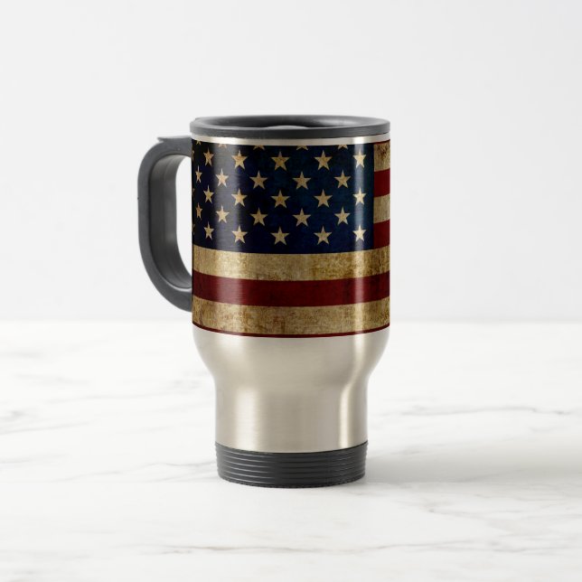 Mug De Voyage Drapeau USA / Grunge (Devant gauche)