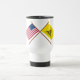 Mug De Voyage Drapeaux croisés de Betsy Ross et de Gadsden