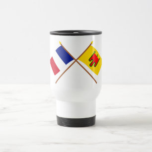 Mug De Voyage Drapeaux croisés de la France et d'Auvergne
