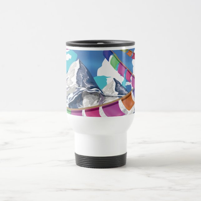 Mug De Voyage Drapeaux de prière himalayens népalais affiche de  (Centre)