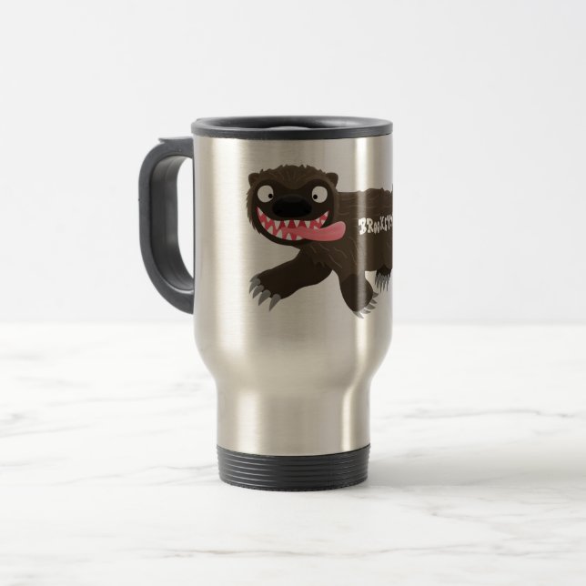 Mug De Voyage Drôle animal avide de carcajou (Devant gauche)