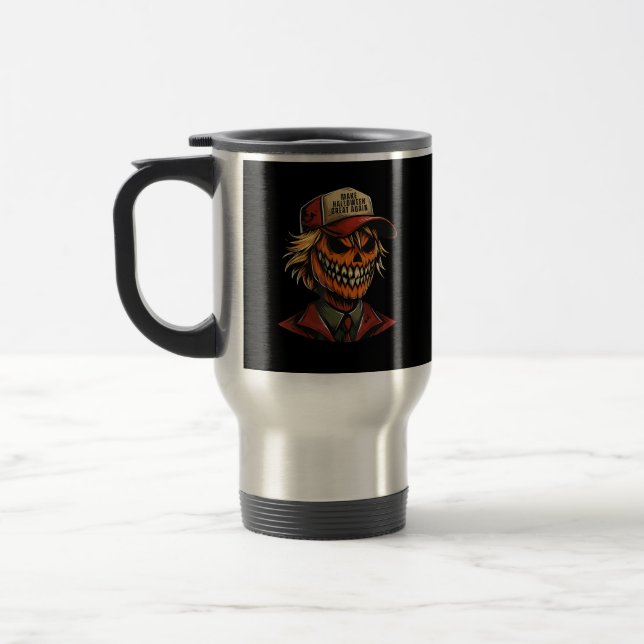 Mug De Voyage Drôle Citrouille de Trumpkin Squelette faire Hallo (Gauche)