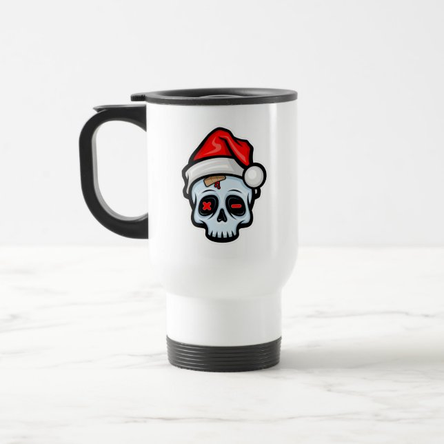 Mug De Voyage Drôle crâne de Noël, style de dessin (Gauche)