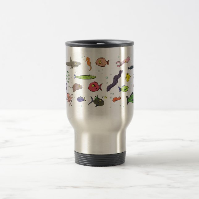 Mug De Voyage Drôle des créatures marines dessin motif (Centre)