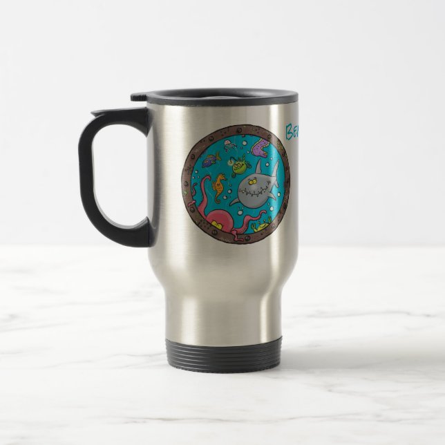 Mug De Voyage Drôle des créatures marines sous l'eau dessin anim (Gauche)