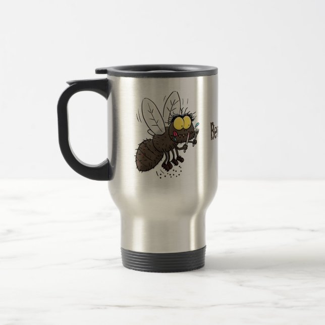 Mug De Voyage Drôle dessin animé d'insecte de la mouche à cheval (Gauche)