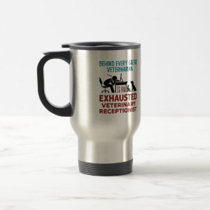 Mug De Voyage Drôle Exhausté Vétérinaire Réceptionniste Deux Ton