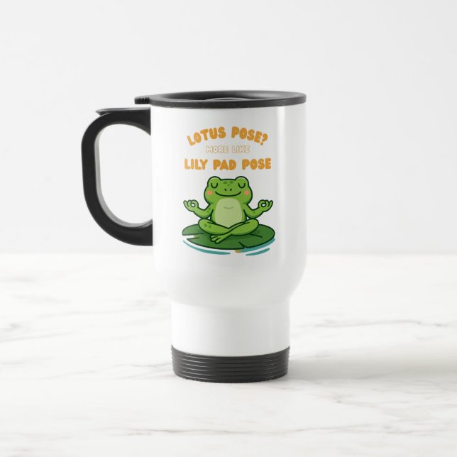 Mug De Voyage Drôle Frog Yoga Cartoon Lotus Lily Poche Conceptio (Gauche)