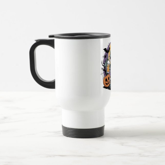Mug De Voyage Drôle Halloween Lizard Skeleton avec bière (Gauche)