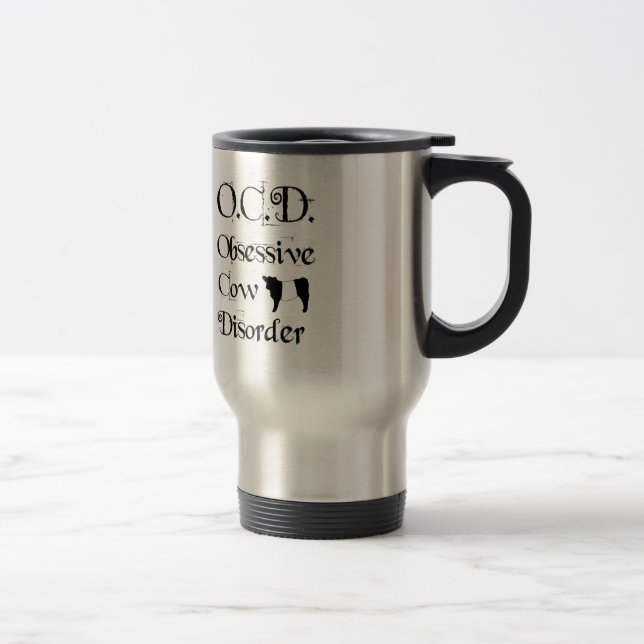 Mug De Voyage Drôle Humour OCD Obsessionnel Vache Disorder Belti (Droit)