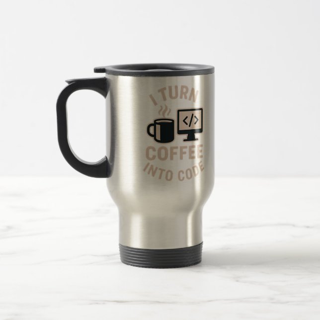 Mug De Voyage Drôle Je Transforme Le Café En Code (Gauche)