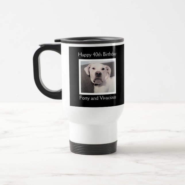 Mug De Voyage Drôle mignon Grumpy Chien blanc 40e anniversaire N (Gauche)