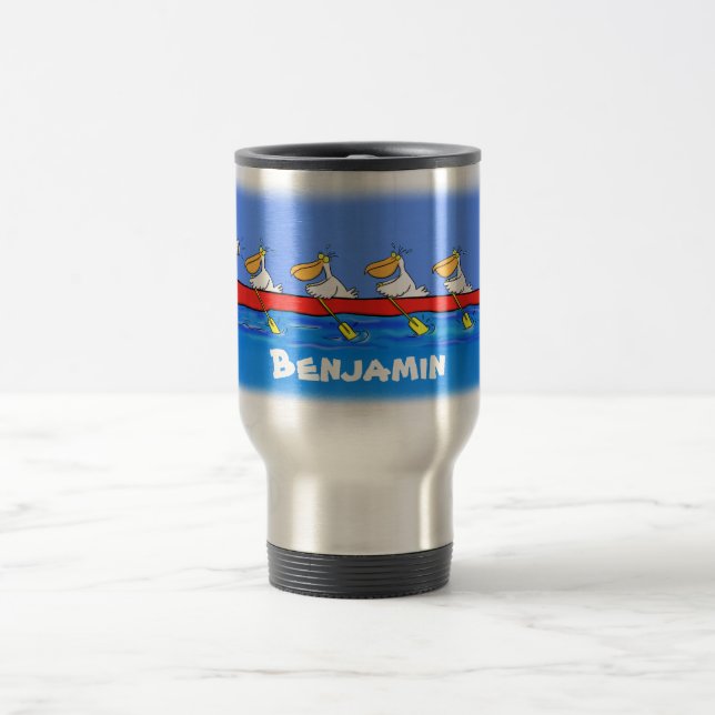 Mug De Voyage Drôle pélicans rameurs dessin animé (Centre)