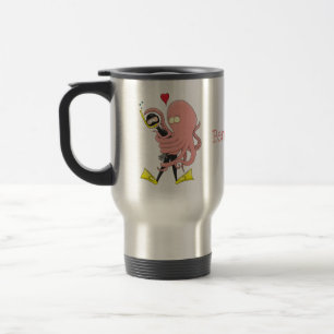 Mug De Voyage Drôle pieuvre embrasse plongeur dessin animé humou