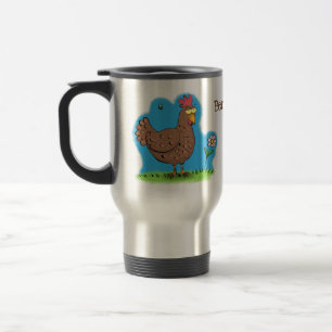 Mug De Voyage Drôle poulet rustique whimsical dessin animé